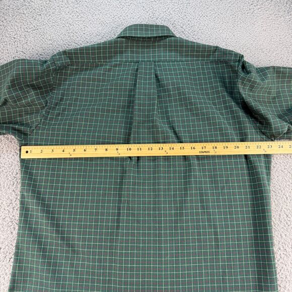 Vintage LL Bean Shirt Mens 16 - 33 Green Check Plaid Button Down Outdoor Pocket - Picture 9 of 12